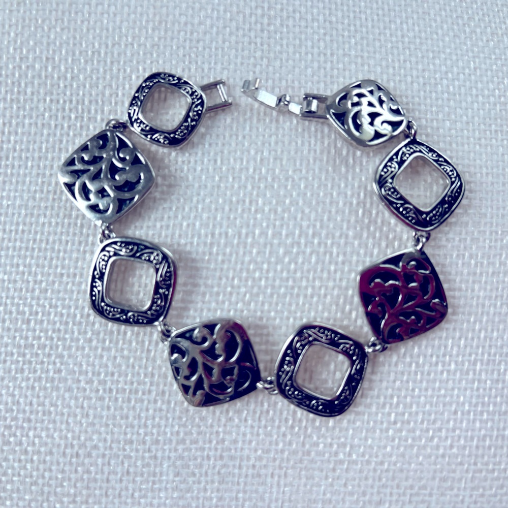 Lia Sophia Silver Square Link Bracelet